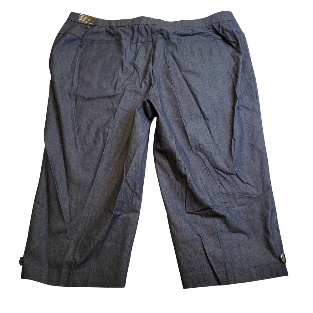 NWT Larry Levine Woman Comfort Waist Crop Blue Lightweight Denim Pants 24W $44 - Picture 2 of 10